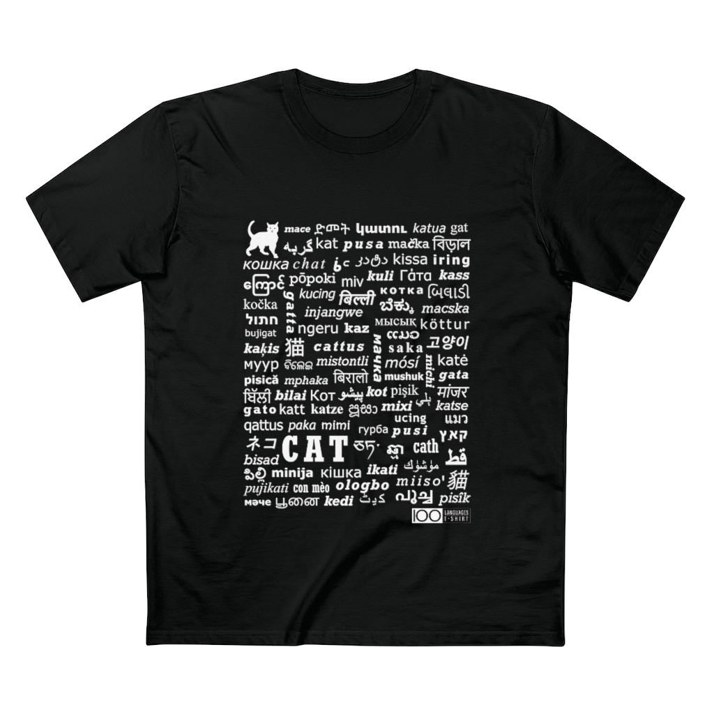 Men's Cat Tee - white print