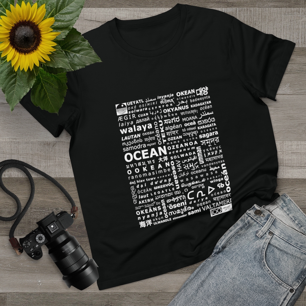 Women's Ocean Tee - white print - Image 3