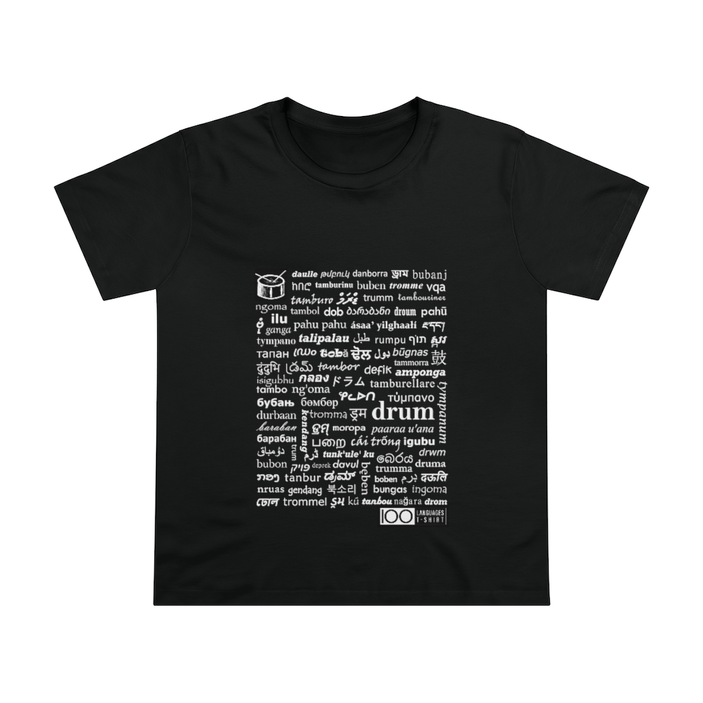 Women's Drum Tee - white print