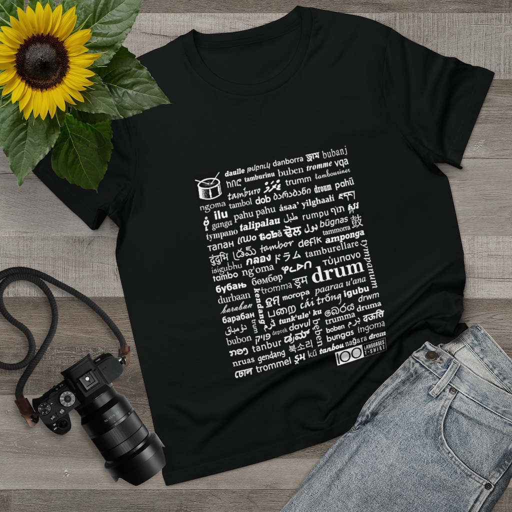 Women's Drum Tee - white print - Image 2