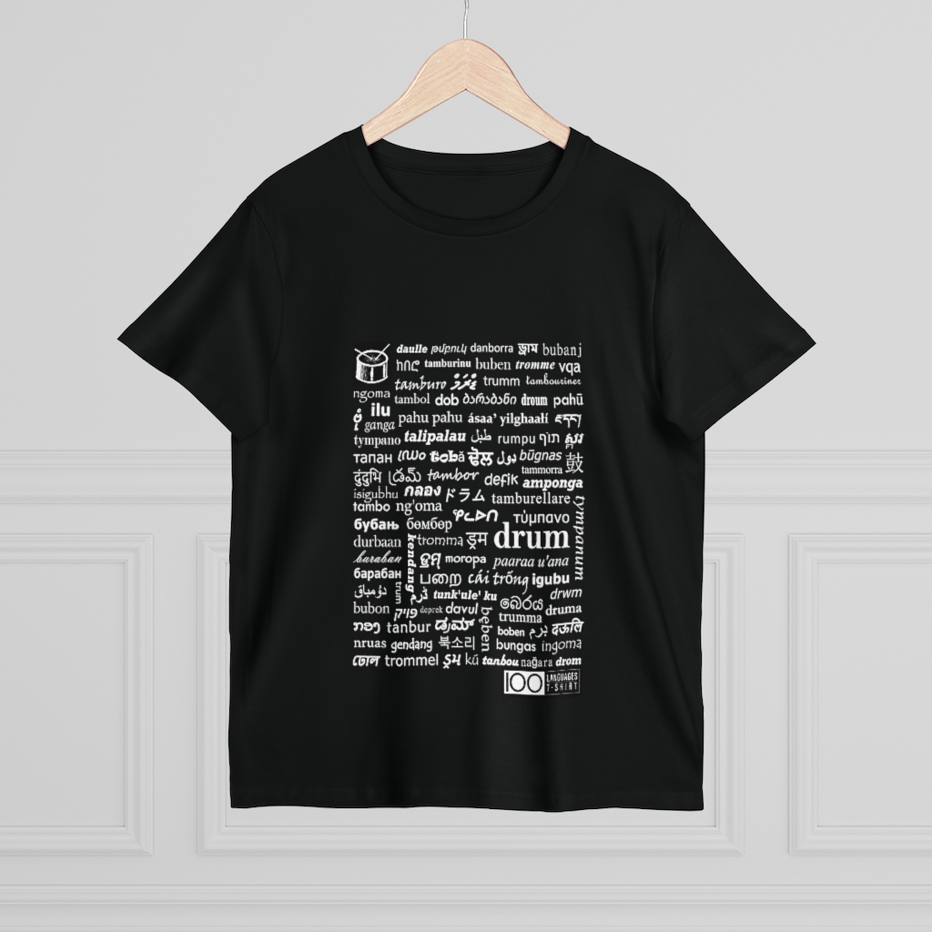 Women's Drum Tee - white print - Image 4