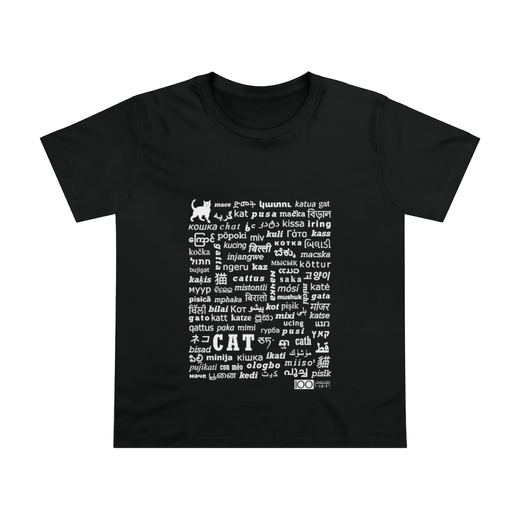 Women's Cat Tee - white print