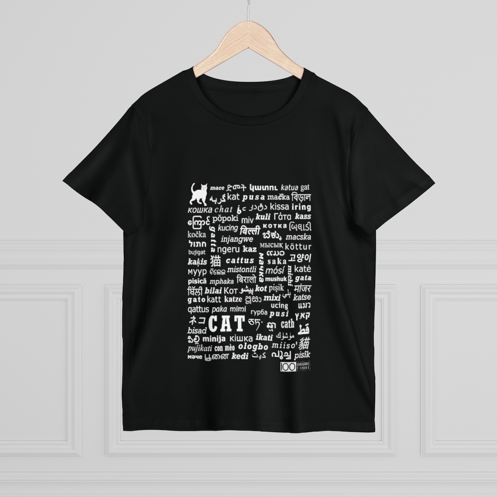 Women's Cat Tee - white print - Image 4