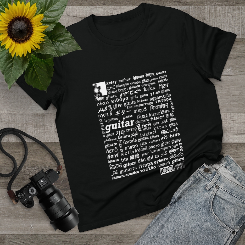 Women's Guitar Tee - white print - Image 2