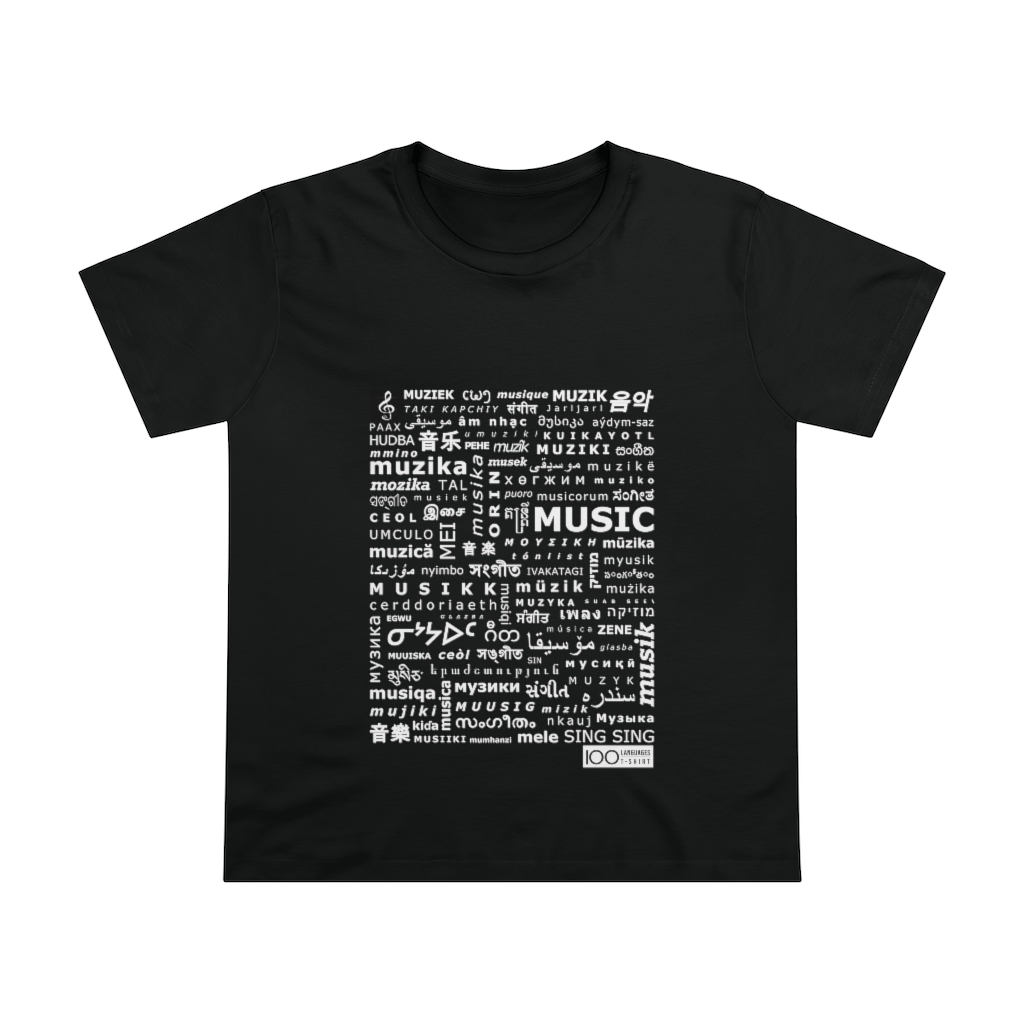 Women's Music Tee - white print