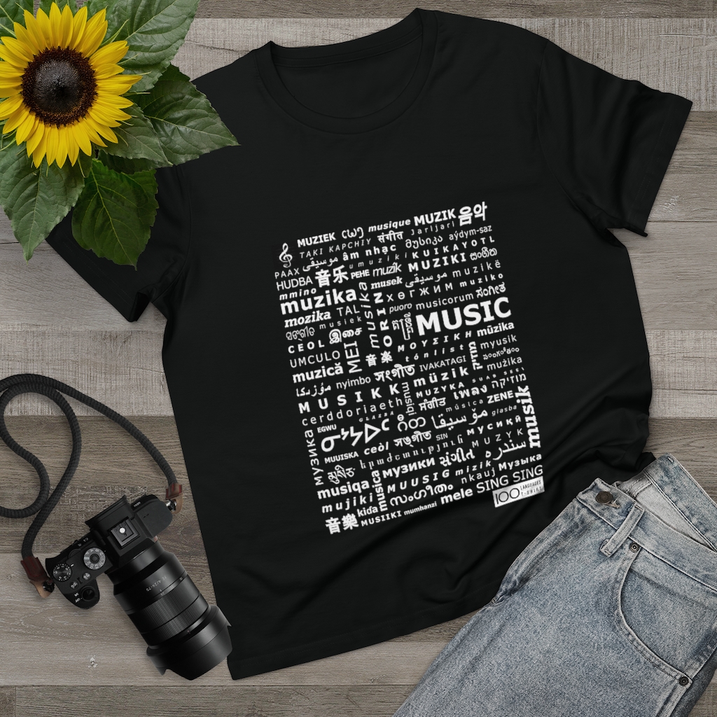 Women's Music Tee - white print - Image 2
