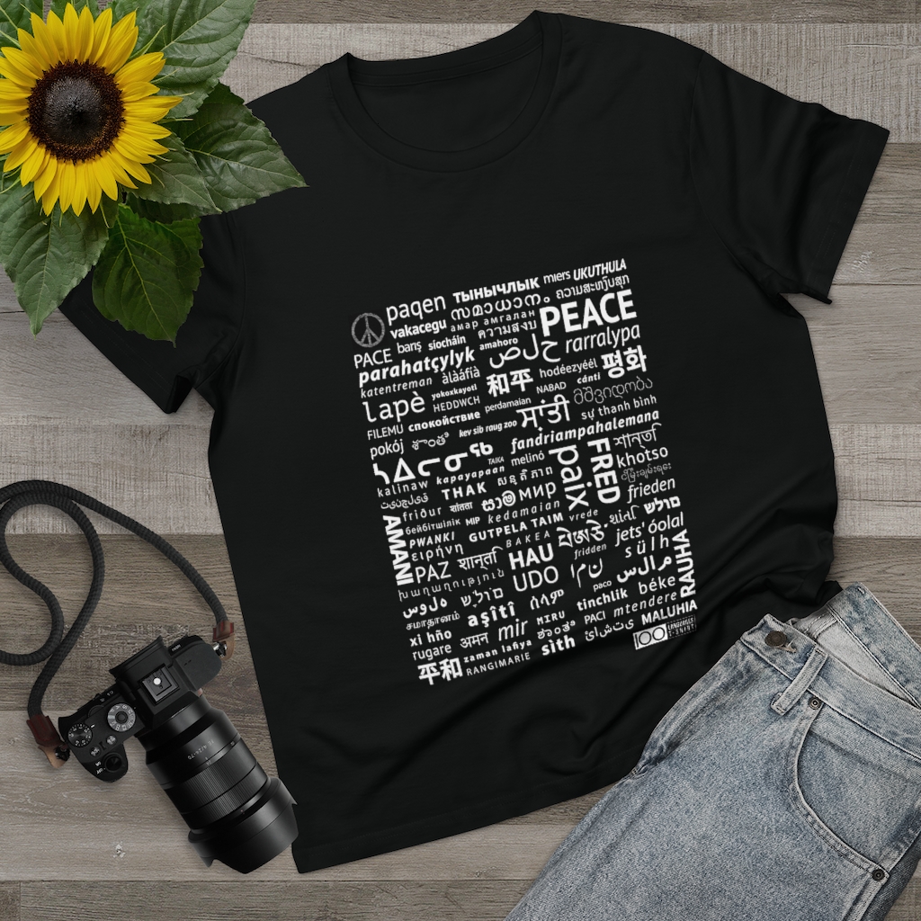 Women's Peace Tee - white print - Image 2