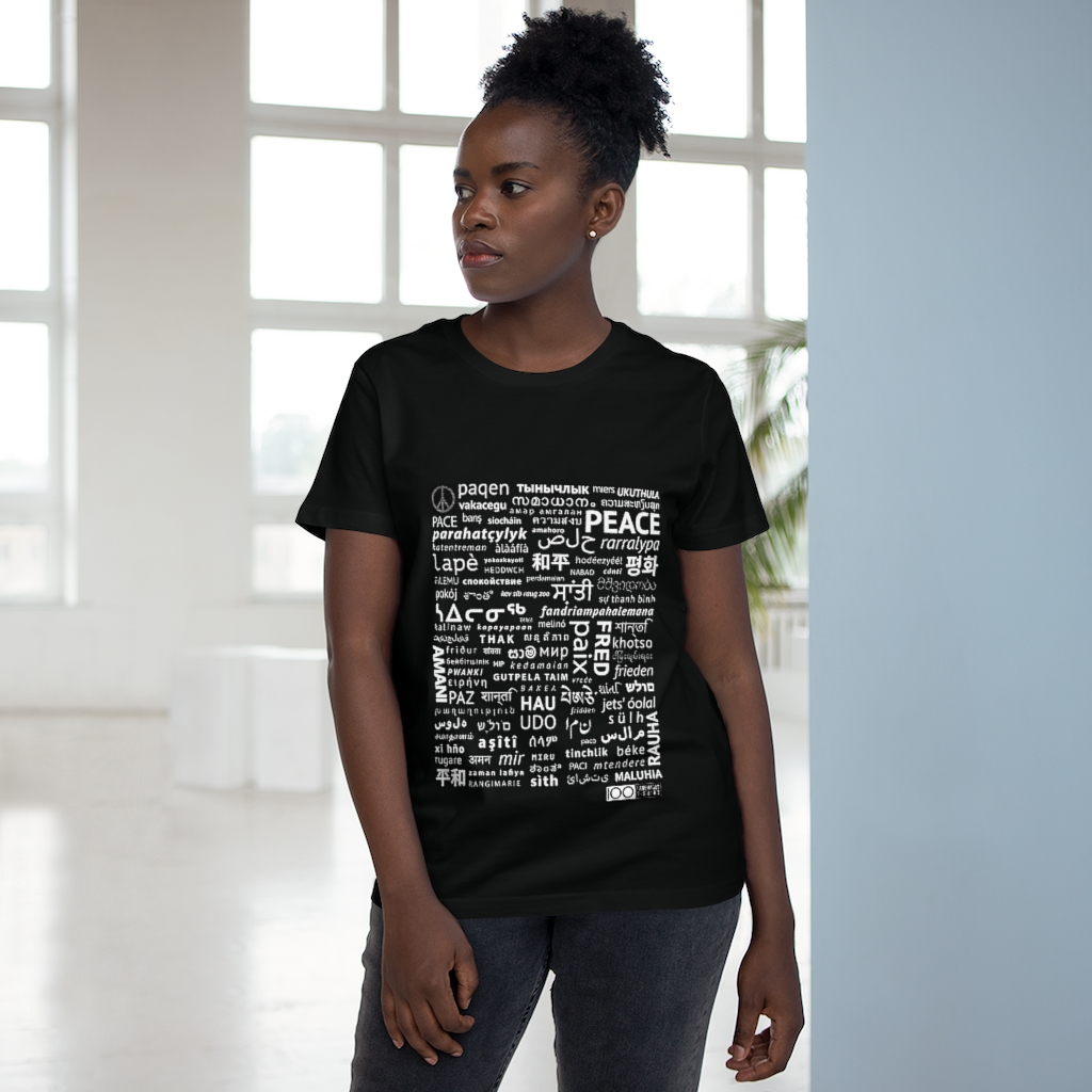 Women's Peace Tee - white print - Image 3