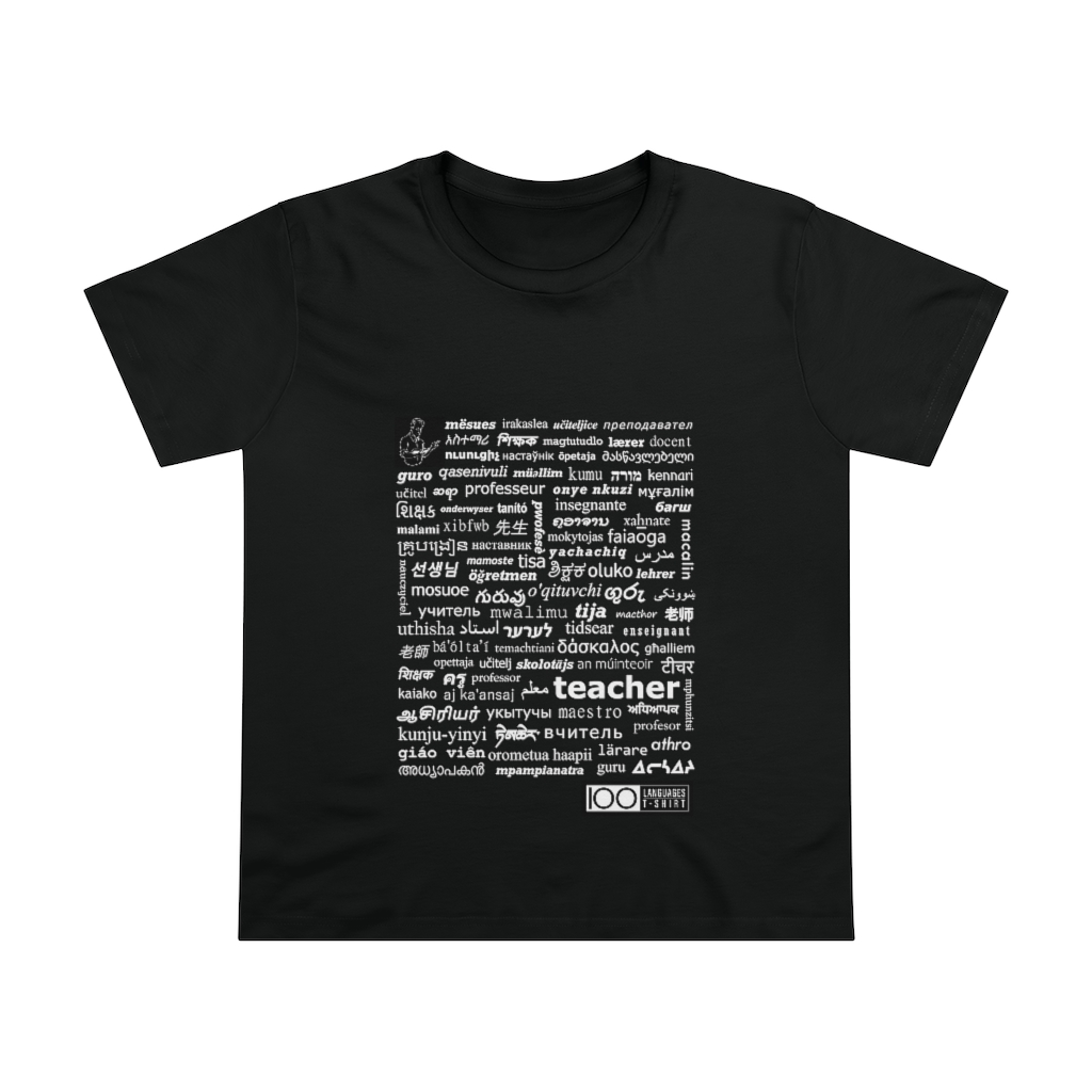 Women's Teacher Tee - white print
