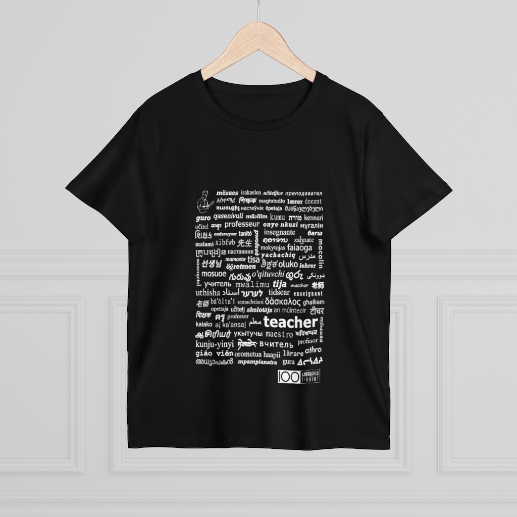 Women's Teacher Tee - white print - Image 4