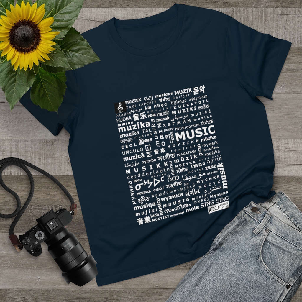 Women's Music Tee - white print - Image 10
