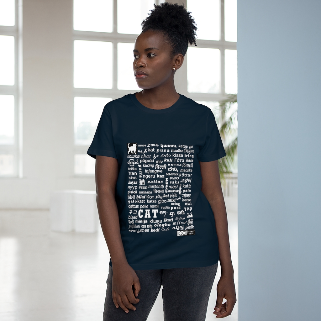 Women's Cat Tee - white print - Image 11