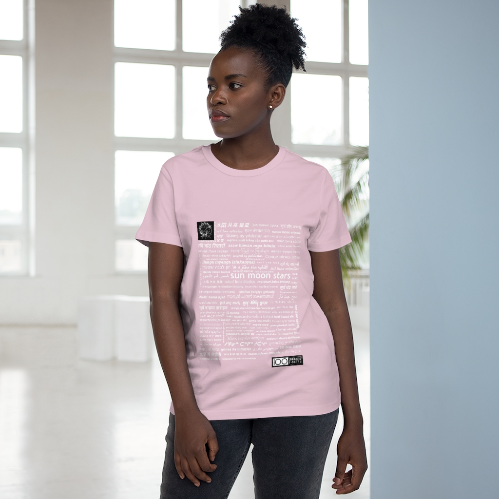 Women's Sun Moon Stars Tee - white print - Image 15