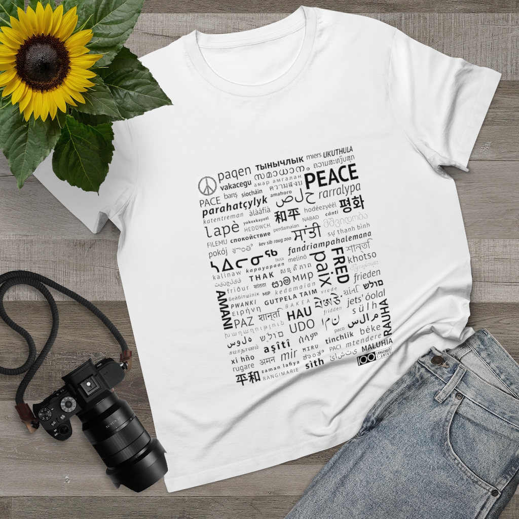 Women's Peace Tee - black print - Image 2