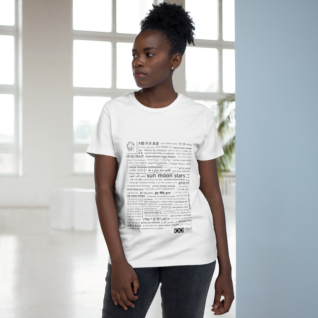 Women's Sun Moon Stars Tee - black print - Image 3